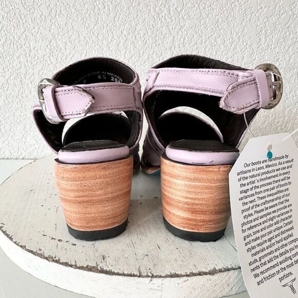 Lane Robin Mule Womens Purple Short Cowboy Boots 6.5 Western Mule Floral Leather - Picture 3 of 13